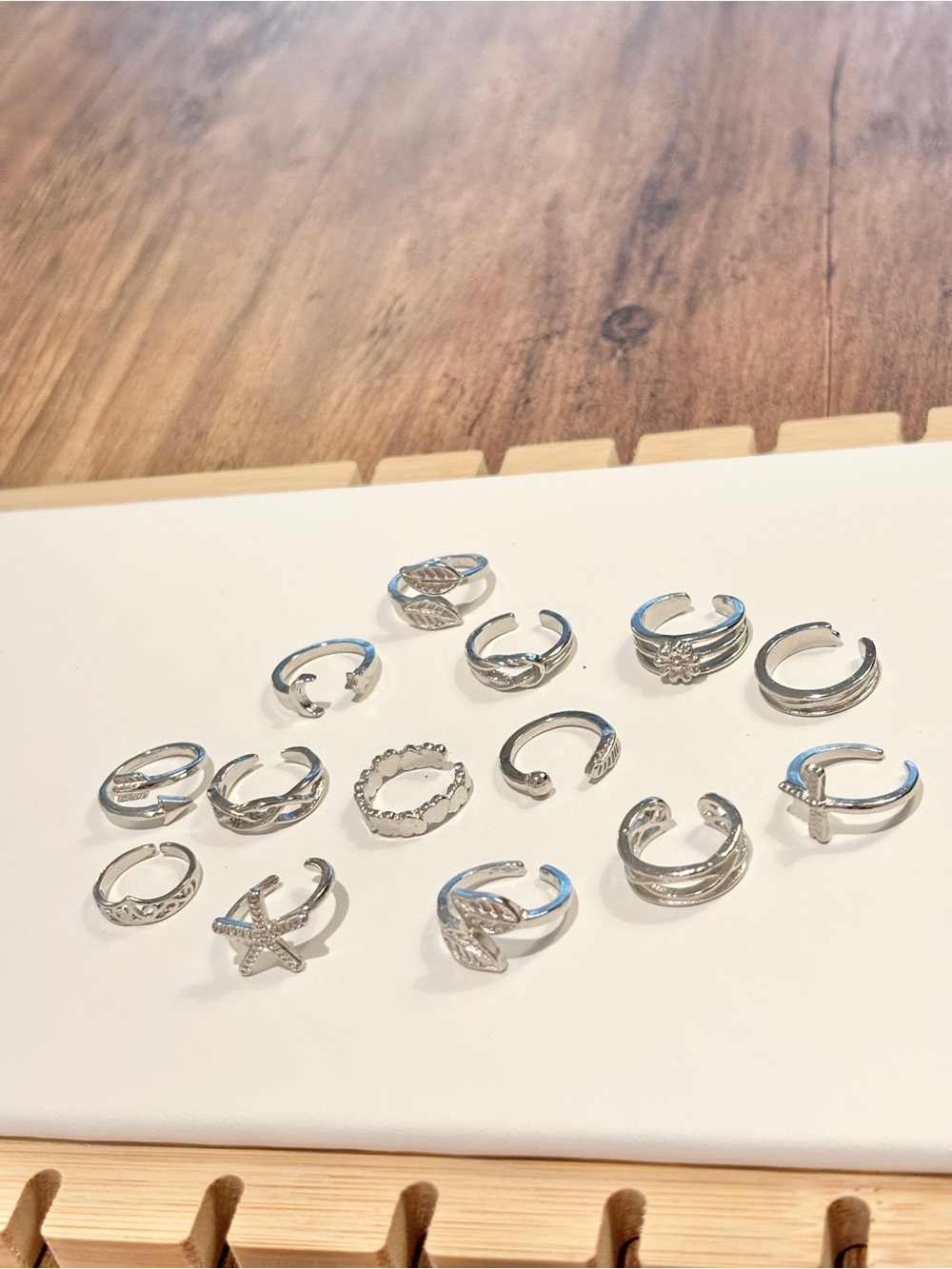 Silver Tone Stackable Rings Set - Mixed Styles - Picture 2 of 5